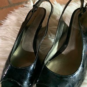 Black patten leather shoes